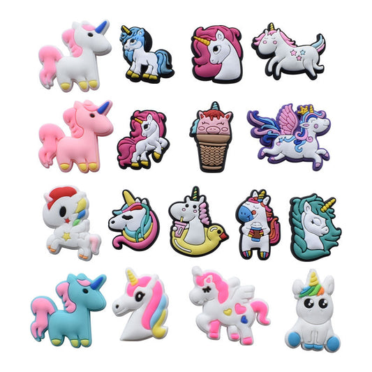17pcs Unicorn Shoe Charms for Clogs Jigs Bubble Slides Sandals - PVC Decorations