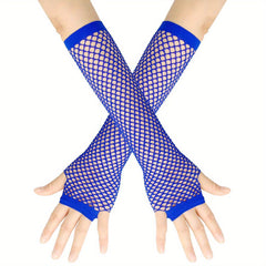Y2K Candy Fishnet Gloves Bright Fingerless Gloves Elastic Decorative