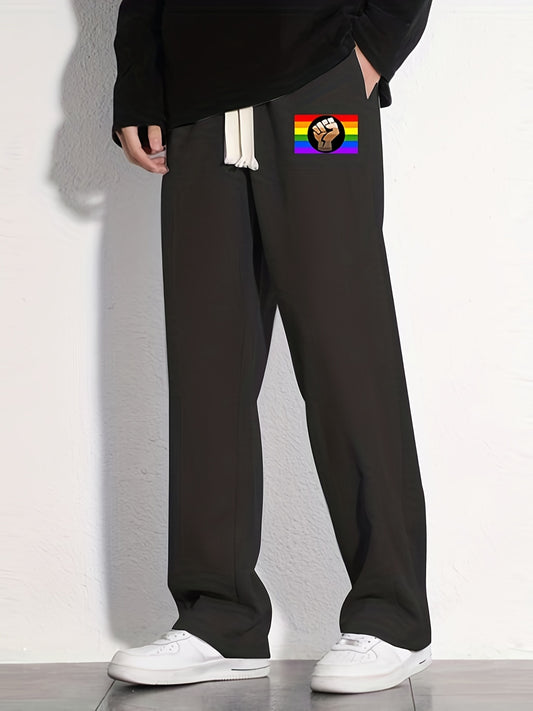 Rainbow Flag Pattern Joggers Men's Casual Loose Fit Pants