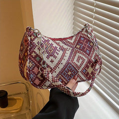 Vintage Ethnic Pattern Shoulderbag Zipper All Match Underarm Bag