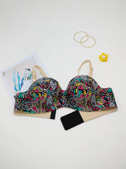 Abstract Print Push Up Bra Seamless Bralette Women's Lingerie & Underwear