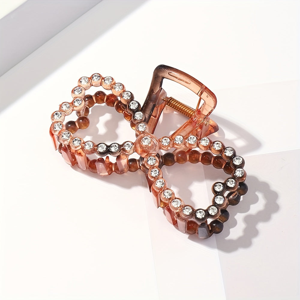 Vintage Rhinestone Hair Claw Transparent Shark Claw Hair Accessory