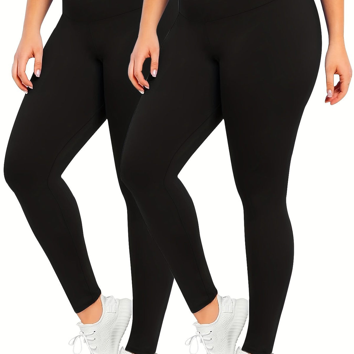 2 Pack Plus Size Sports Leggings High Rise Yoga Leggings Set