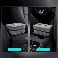 Suede Leather Car Tissue Holder Box for Center Console and Seat Back