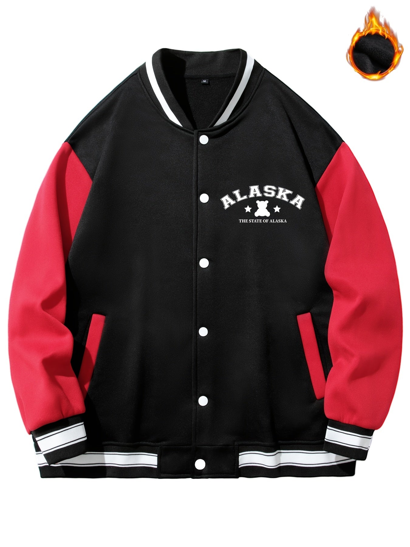 Men's Baseball Collar Muppet Bear Print Jacket