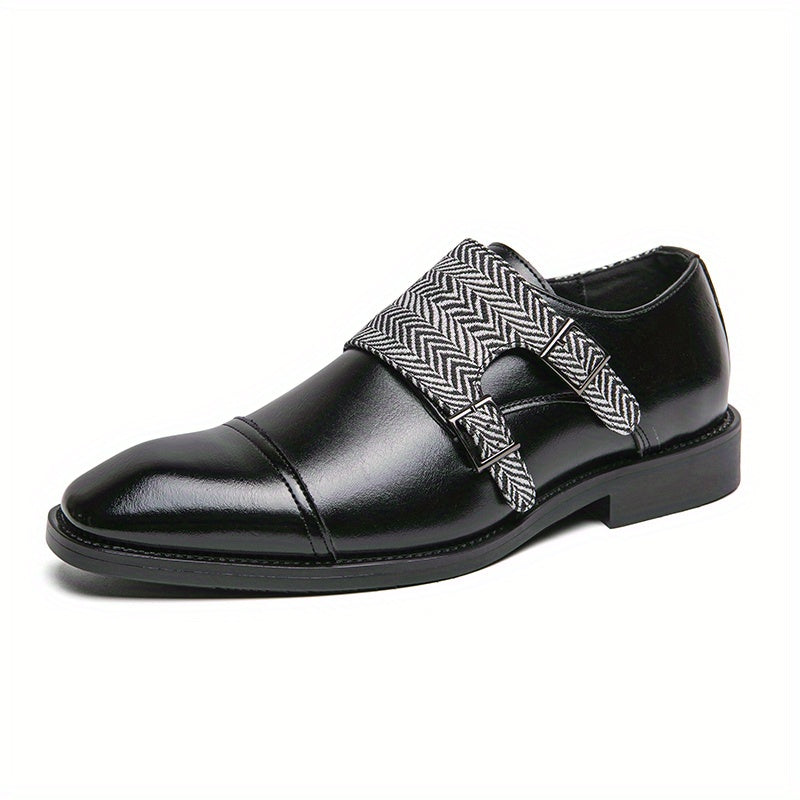 Men's Cap Toe Double Monk Strap Slip On Loafers