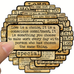 50pcs Retro English Phrases Waterproof Stickers for Water Bottle Laptop
