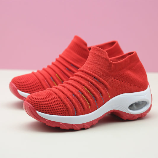 Women's Breathable Knit Chunky Sneakers Slip On Outdoor Shoes