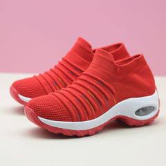 Women's Breathable Knit Chunky Sneakers Slip On Outdoor Shoes