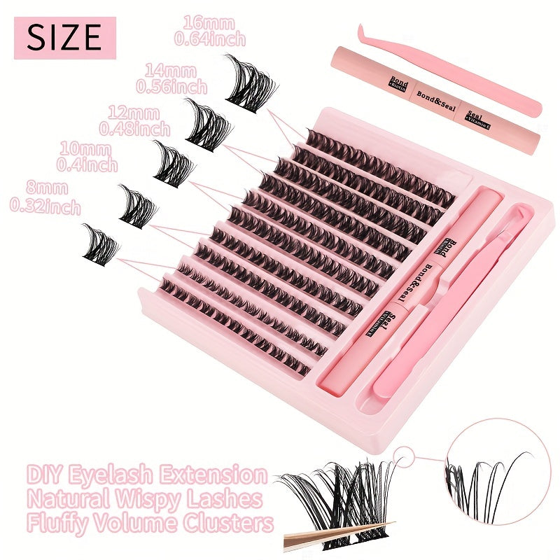 DIY Curly Lash Clusters Eyelash Extension Kit with Strong Hold Lash Glue