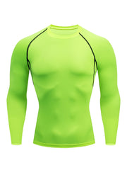 Men's Compression Shirt Fluorescent Green Base Layer