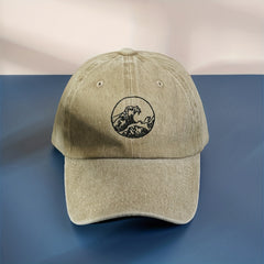 Wave Embroidery Baseball Cap Vintage Washed Distressed Dad Hat