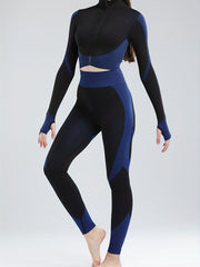 High Stretch Yoga Suit Long Sleeves Jacket & Crop Tank Top & Leggings Set