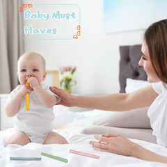 4 Pack Hollow Teether Tube Chew Straws Silicone Teething Toys Mint Green