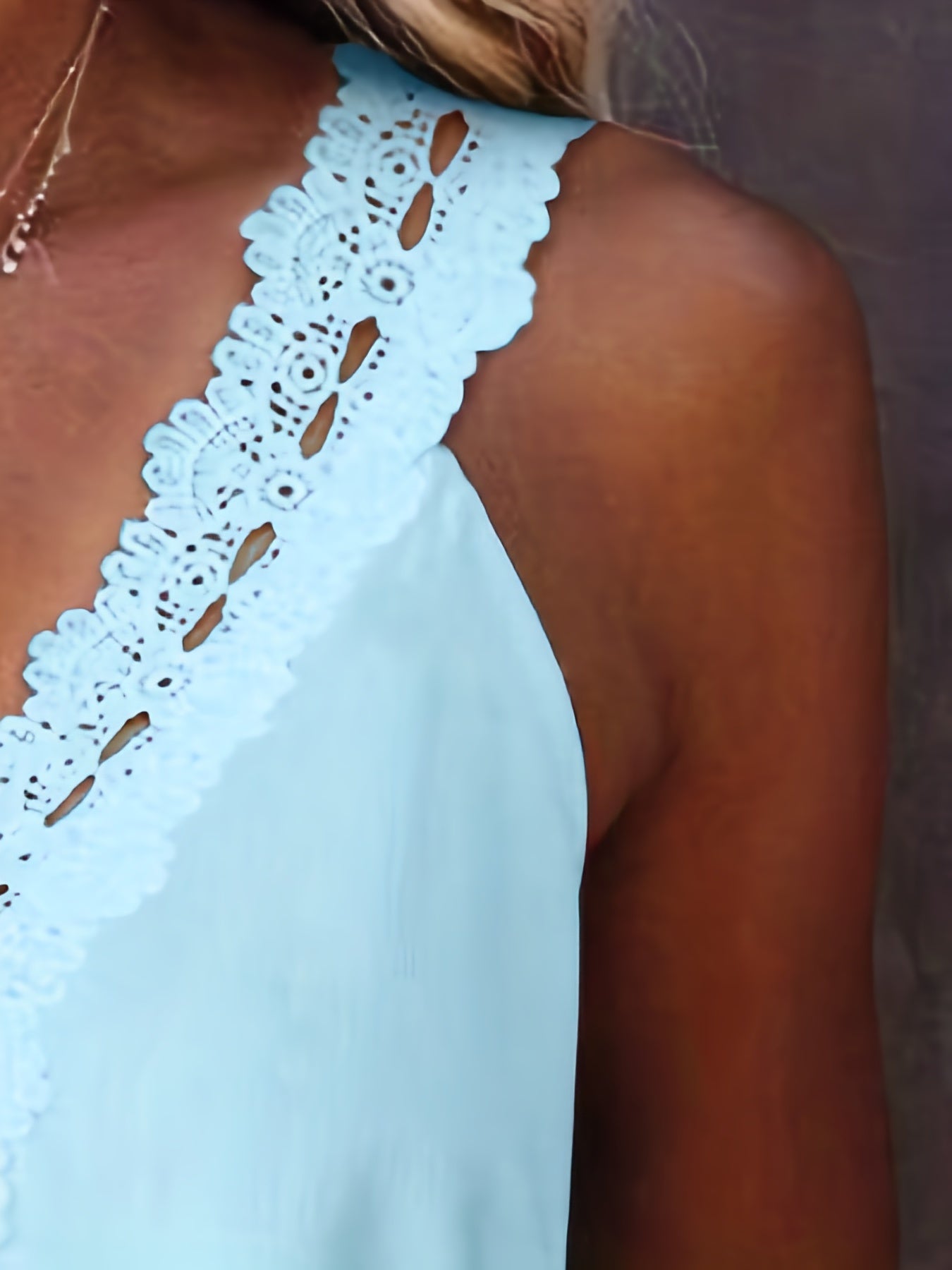 Lace Stitching V-Neck Tank Top for Summer