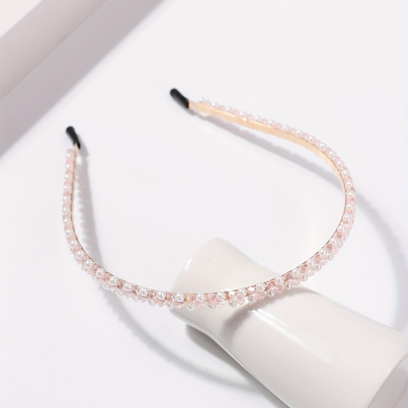Faux Pearl Beaded Headband Non slip Head Hoop Skinny Headdress Hair Band