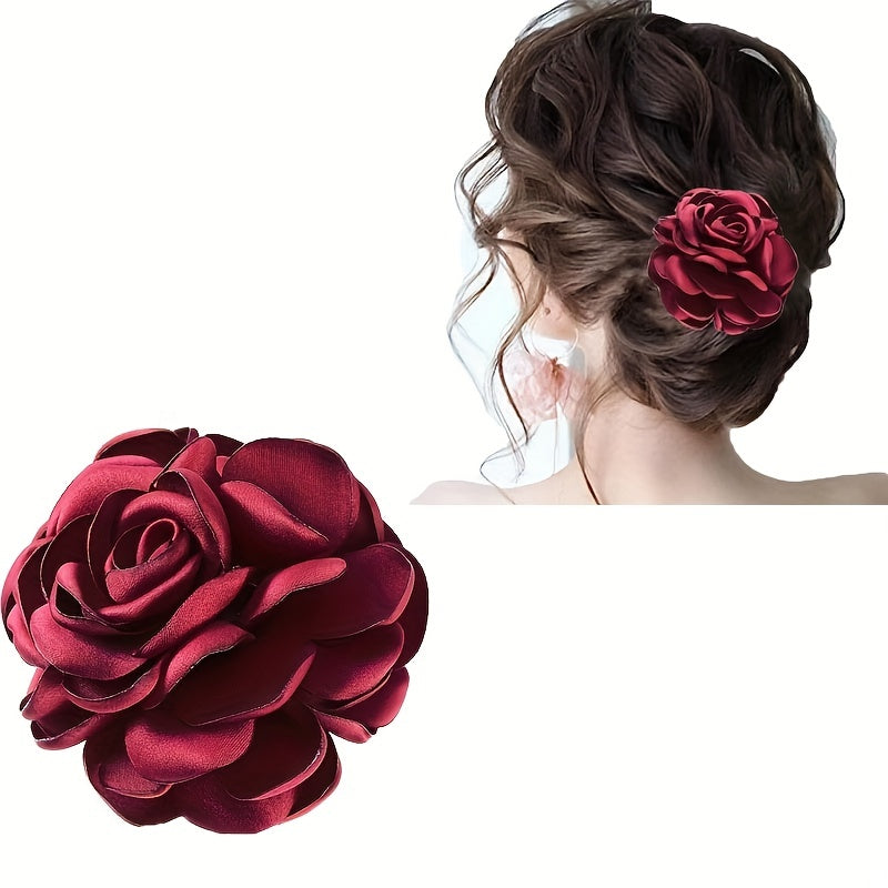 Rose Hair Clip Floral Duck Billed Clip Women Girls Wedding Party