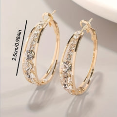 Explosive Style Wind Rhinestone Large Circle Earrings