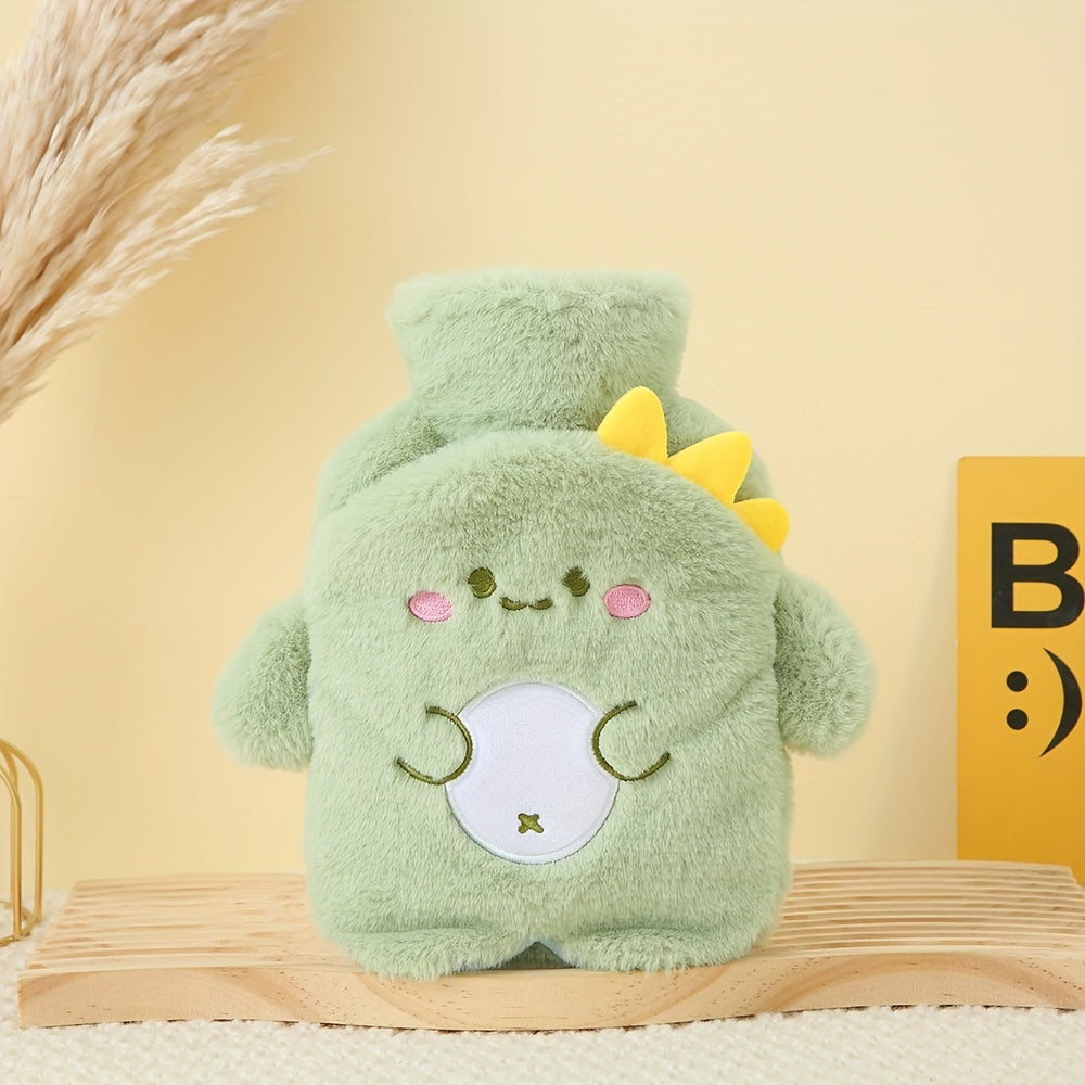 Plush Water Bag w/ Pocket & Soft Cover 17.63oz Hot Bottle for Menstrual Cramps
