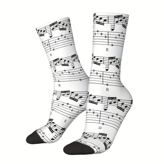 Music Notes Vintage Socks Street Novelty Crew Socks Hip Hop Socks