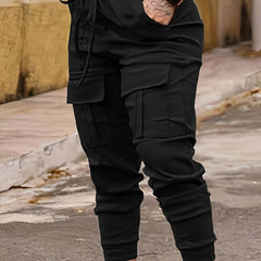 Women's Plus Elastic Drawstring Cargo Joggers With Pockets