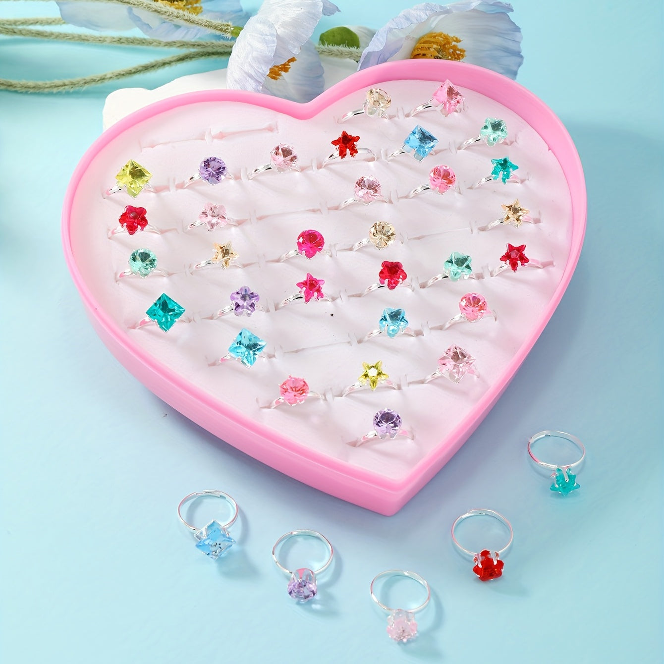 36pcs Girls Colorful Rings Set for Kids - Children's Accessories Gift