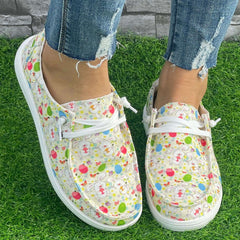 Colorful Rabbit Pattern Flat Shoes Women's Casual Lightweight Shoes