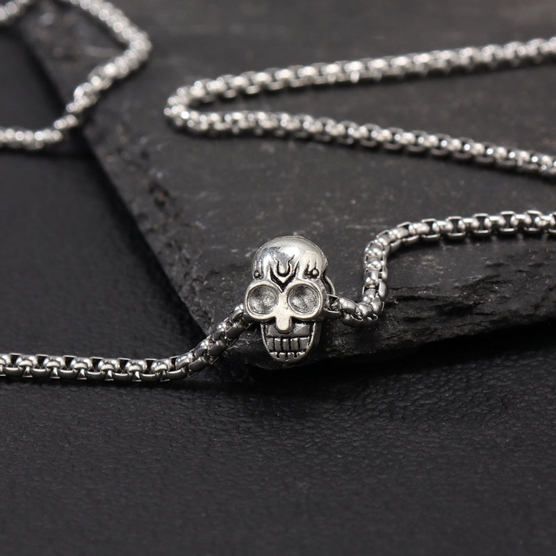 Skull Pendant Punk Style Stainless Steel Necklace