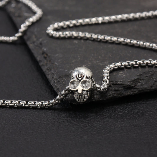 Skull Pendant Punk Style Stainless Steel Necklace