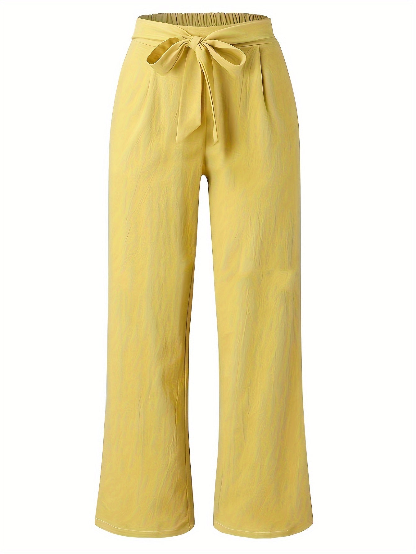  Solid Textured Wide Leg Trousers