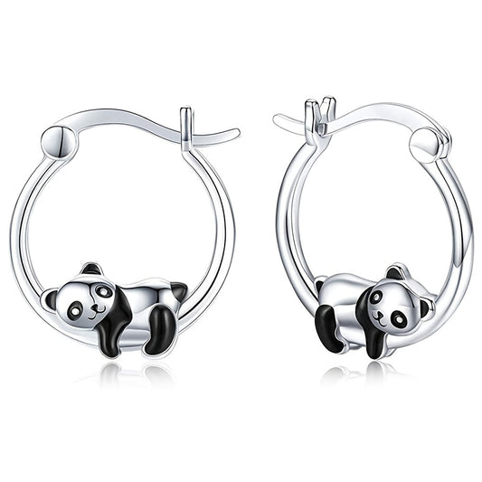 Panda Hoop Earrings Animal Ear Jewelry Women Girls
