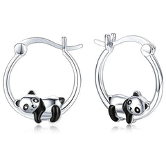 Panda Hoop Earrings Animal Ear Jewelry Women Girls