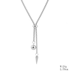 Stainless Steel Rivet Ball Pendant Necklace