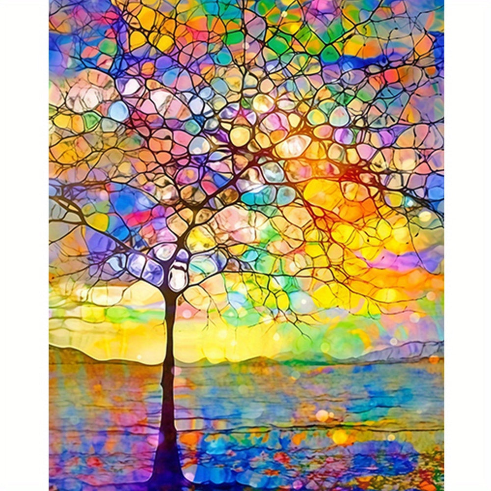 Small Tree Shining River DIY Acrylic Painting Set