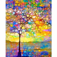 Small Tree Shining River DIY Acrylic Painting Set