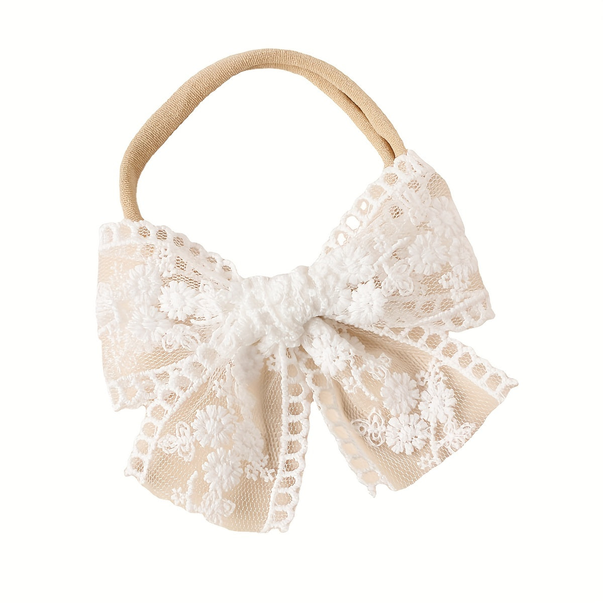 Summer Baby Bow Headband Lace Embroidery & Knotted