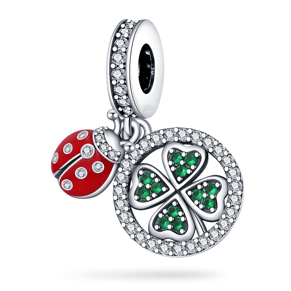 Shimmering Four Leaf Clover Lucky Charm Pendant