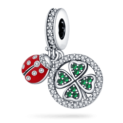 Shimmering Four Leaf Clover Lucky Charm Pendant