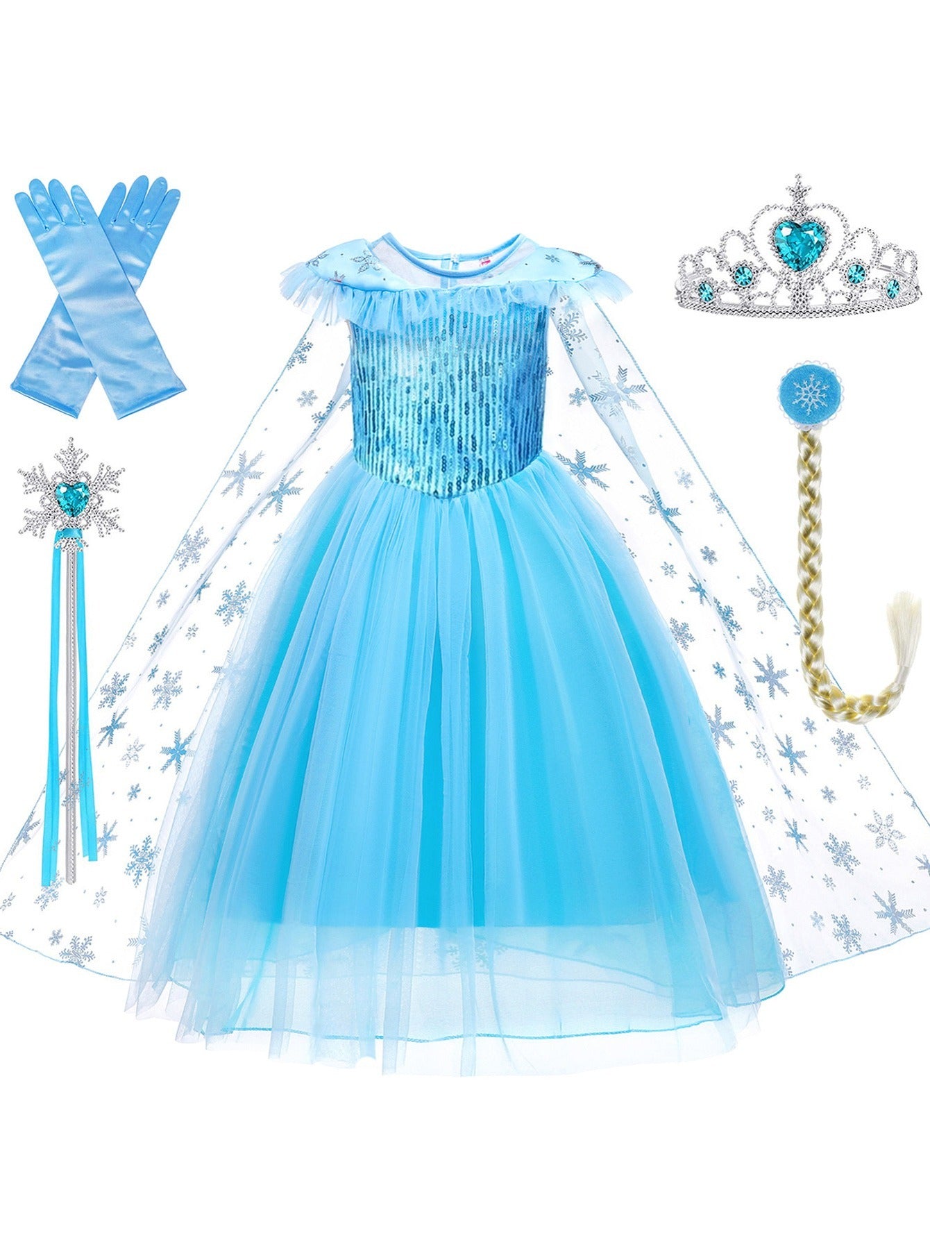 5pcs Girls Princess Costume Party Dress Set with Accessories