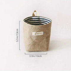 Jute Cotton Linen Storage Bag Wall Hanging Pocket Fabric Organizer Dorm