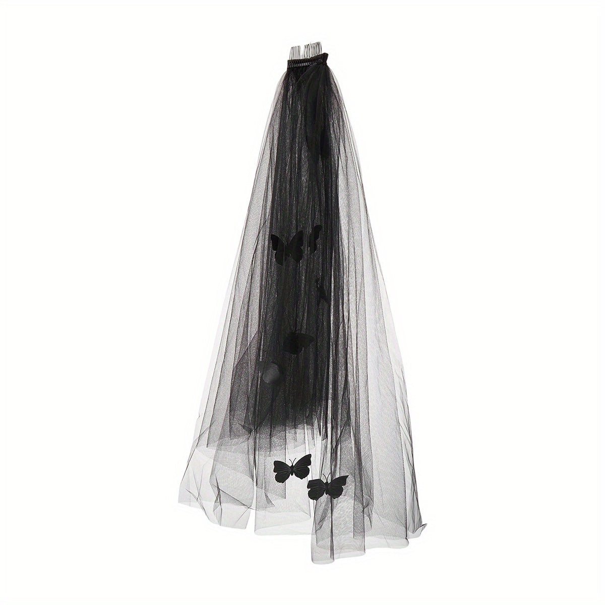 Tulle Bridal Veil with Butterfly Hair Accessory for Weddings