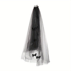 Tulle Bridal Veil with Butterfly Hair Accessory for Weddings