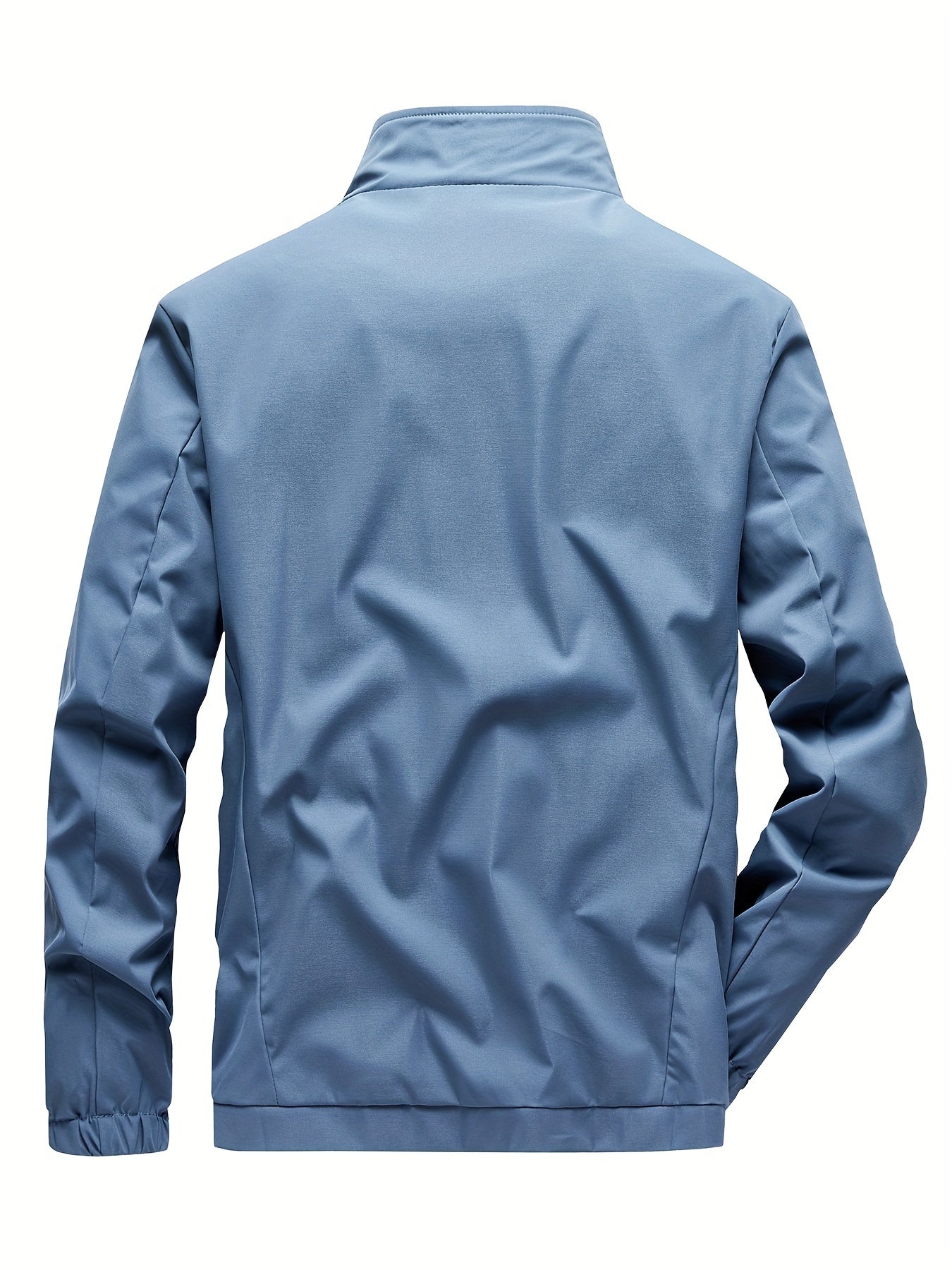 Men's Lightweight Windbreaker Jacket Stand Collar Zipper Pockets Coat