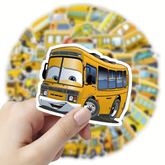 53pcs Animation Bus Waterproof Vinyl Stickers for DIY Phone Cases & Suitcases