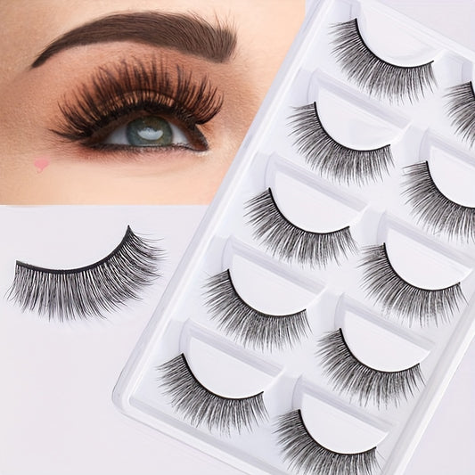 5 Pairs Full Strip False Eyelashes Natural Long Cross False Lashes