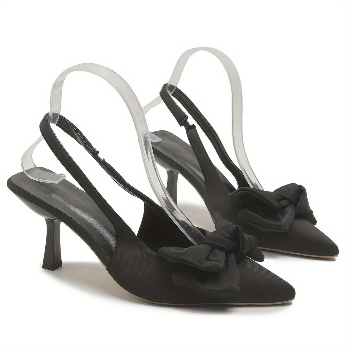 Women's Bowknot Slingback Heels Slip On Shoes