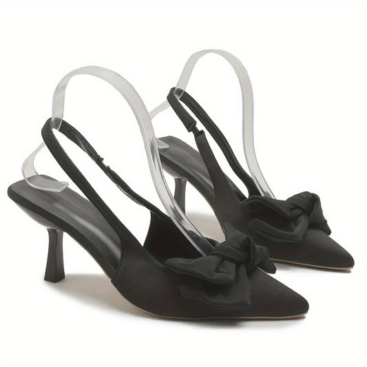 Women's Bowknot Slingback Heels Slip On Shoes