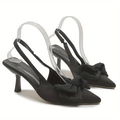 Women's Bowknot Slingback Heels Slip On Shoes