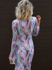  Women's Tie Dye Flare Sleeve Maxi Dress