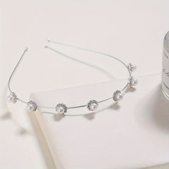 Faux Pearl Rhinestone Headband Style Head Hoop Alloy Hair Band